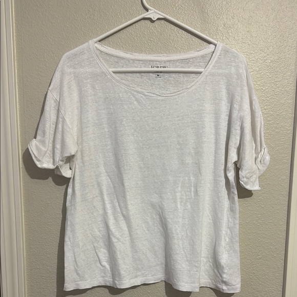 J Crew Linen roll-cuff crewneck T-shirt - Picture 1 of 5